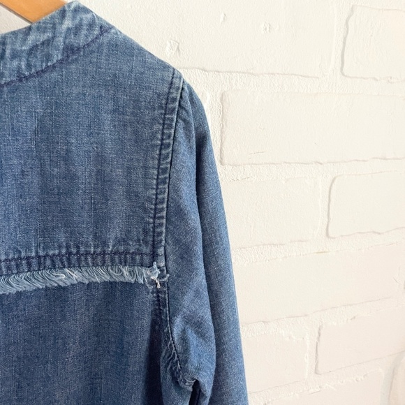 Madewell Women’s Herald Blouse Blue Denim Chambray Country Fringe XXS - Picture 9 of 10